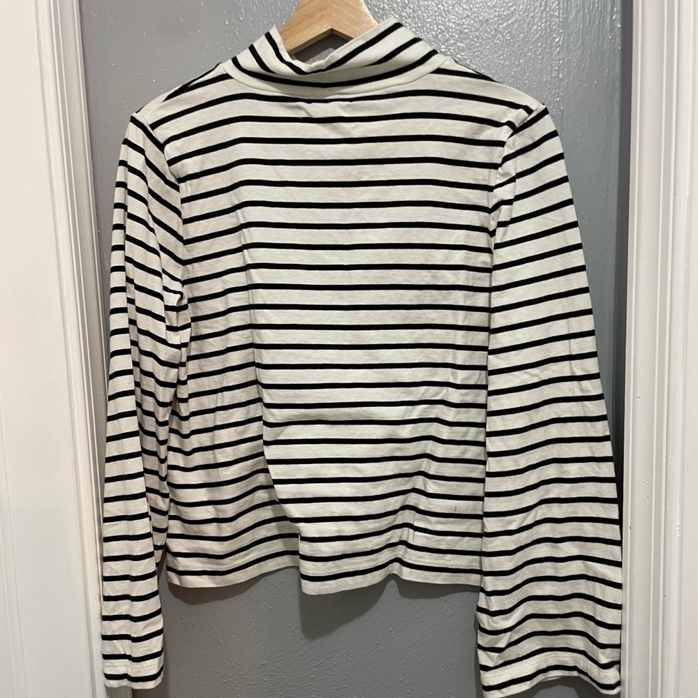 Madewell Wide-Sleeve Turtleneck in Black White Stripe